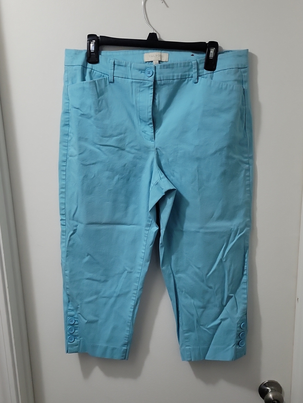 Talbots Aqua Cropped Ankle Button-Hem Jeans